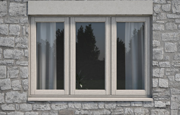 brown flush sash window