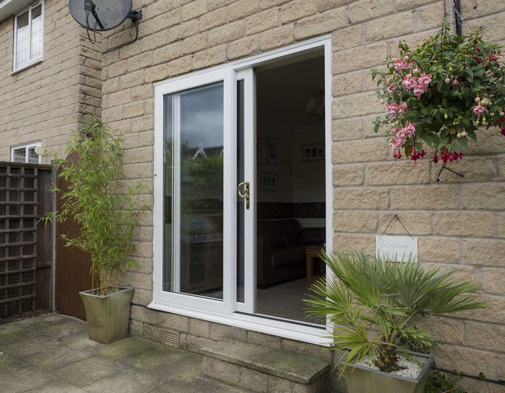 white sliding patio door