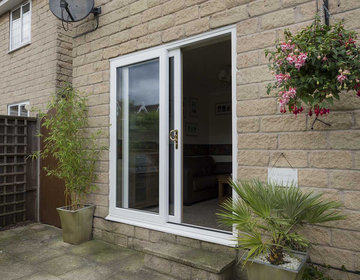 white sliding patio door