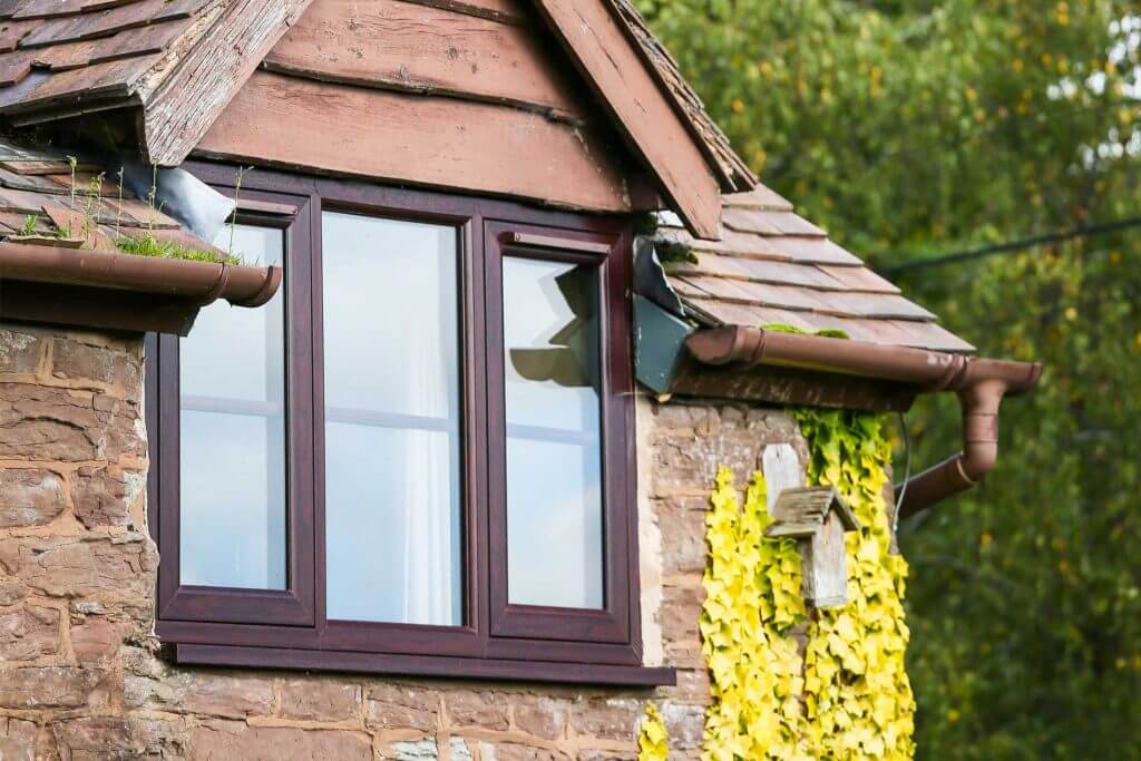 brown flush sash window